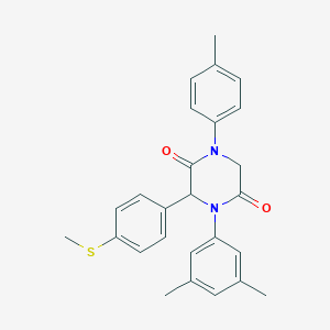 4-(3,5-Dimethylphenyl)-1-(4-methylphenyl)-3-[4-(methylsulfanyl)phenyl]-2,5-piperazinedione