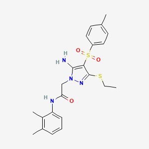 molecular formula C22H26N4O3S2 B2424077 2-(5-氨基-3-(乙硫基)-4-甲苯磺酰基-1H-吡唑-1-基)-N-(2,3-二甲苯基)乙酰胺 CAS No. 1019099-70-7