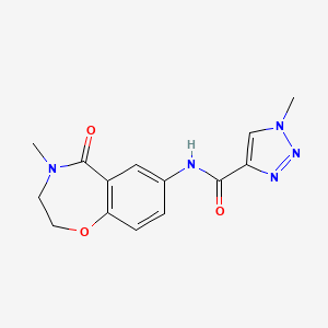 molecular formula C14H15N5O3 B2424091 1-methyl-N-(4-methyl-5-oxo-2,3,4,5-tetrahydrobenzo[f][1,4]oxazepin-7-yl)-1H-1,2,3-triazole-4-carboxamide CAS No. 1448079-38-6