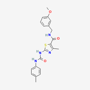 molecular formula C21H22N4O3S B2424095 N-(3-methoxybenzyl)-4-methyl-2-(3-(p-tolyl)ureido)thiazole-5-carboxamide CAS No. 941886-51-7