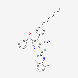 molecular formula C36H35N3O B2424096 2-[(E)-2-(2,6-dimethylanilino)ethenyl]-4-(4-heptylphenyl)-5-oxoindeno[1,2-b]pyridine-3-carbonitrile CAS No. 685107-72-6