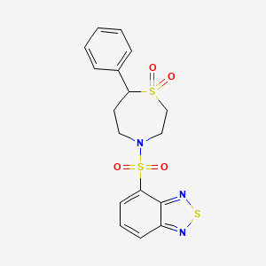 molecular formula C17H17N3O4S3 B2424103 4-(Benzo[c][1,2,5]thiadiazol-4-ylsulfonyl)-7-phenyl-1,4-thiazepane 1,1-dioxide CAS No. 2034528-38-4