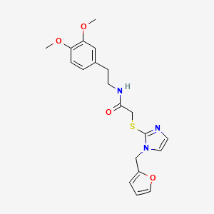 molecular formula C20H23N3O4S B2424115 N-(3,4-dimethoxyphenethyl)-2-((1-(furan-2-ylmethyl)-1H-imidazol-2-yl)thio)acetamide CAS No. 887213-65-2