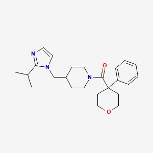 molecular formula C24H33N3O2 B2424116 (4-((2-isopropyl-1H-imidazol-1-yl)methyl)piperidin-1-yl)(4-phenyltetrahydro-2H-pyran-4-yl)methanone CAS No. 1286698-11-0