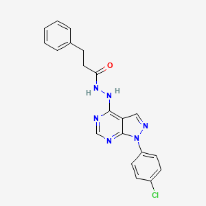molecular formula C20H17ClN6O B2424123 N'-[1-(4-chlorophenyl)pyrazolo[3,4-d]pyrimidin-4-yl]-3-phenylpropanehydrazide CAS No. 890939-21-6