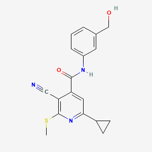 molecular formula C18H17N3O2S B2424132 3-cyano-6-cyclopropyl-N-[3-(hydroxymethyl)phenyl]-2-(methylsulfanyl)pyridine-4-carboxamide CAS No. 1797103-37-7