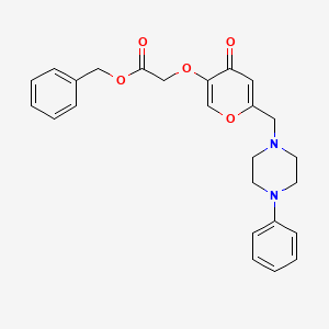 molecular formula C25H26N2O5 B2424134 苯甲酸2-((4-氧代-6-((4-苯基哌嗪-1-基)甲基)-4H-吡喃-3-基)氧基)乙酸酯 CAS No. 898442-31-4