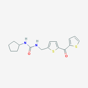 molecular formula C16H18N2O2S2 B2424145 1-Cyclopentyl-3-((5-(thiophene-2-carbonyl)thiophen-2-yl)methyl)urea CAS No. 1421508-69-1