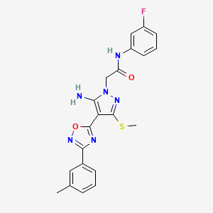 2-{5-amino-4-[3-(3-methylphenyl)-1,2,4-oxadiazol-5-yl]-3-(methylsulfanyl)-1H-pyrazol-1-yl}-N-(3-fluorophenyl)acetamide