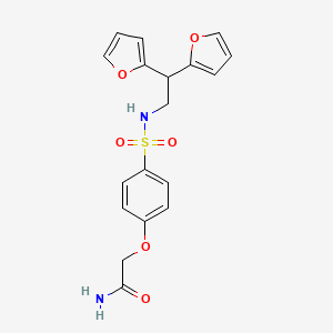 molecular formula C18H18N2O6S B2424156 2-(4-{[2,2-Bis(furan-2-yl)ethyl]sulfamoyl}phenoxy)acetamide CAS No. 2319897-68-0