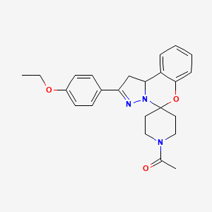 molecular formula C24H27N3O3 B2424166 1-(2-(4-Ethoxyphenyl)-1,10b-dihydrospiro[benzo[e]pyrazolo[1,5-c][1,3]oxazine-5,4'-piperidin]-1'-yl)ethanone CAS No. 899971-85-8