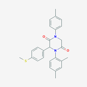 4-(2,4-Dimethylphenyl)-1-(4-methylphenyl)-3-[4-(methylsulfanyl)phenyl]-2,5-piperazinedione