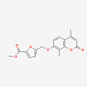 molecular formula C18H16O6 B2424177 methyl 5-{[(4,8-dimethyl-2-oxo-2H-chromen-7-yl)oxy]methyl}-2-furoate CAS No. 1144479-14-0
