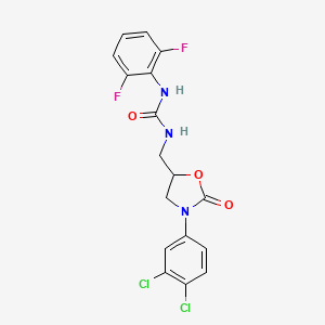 molecular formula C17H13Cl2F2N3O3 B2424189 1-((3-(3,4-Dichlorophenyl)-2-oxooxazolidin-5-yl)methyl)-3-(2,6-difluorophenyl)urea CAS No. 954710-98-6