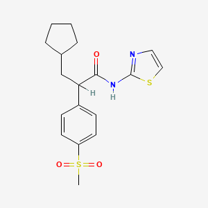 molecular formula C18H22N2O3S2 B2424191 3-环戊基-2-(4-甲磺酰基苯基)-N-噻唑-2-基丙酰胺 CAS No. 300352-96-9