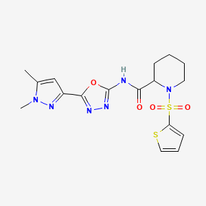 N-(5-(1,5-dimethyl-1H-pyrazol-3-yl)-1,3,4-oxadiazol-2-yl)-1-(thiophen-2-ylsulfonyl)piperidine-2-carboxamide