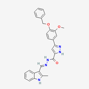 (E)-3-(4-(benzyloxy)-3-methoxyphenyl)-N'-((2-methyl-1H-indol-3-yl)methylene)-1H-pyrazole-5-carbohydrazide