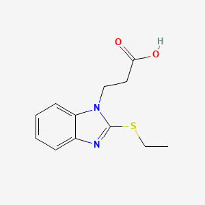 molecular formula C12H14N2O2S B2424207 3-(2-Ethylsulfanyl-benzoimidazol-1-yl)-propionic acid CAS No. 332885-93-5