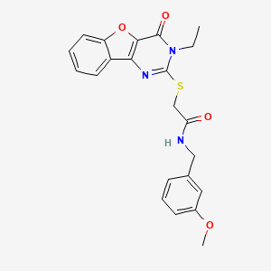 molecular formula C22H21N3O4S B2424224 2-[(3-乙基-4-氧代-3,4-二氢[1]苯并呋喃[3,2-d]嘧啶-2-基)硫代]-N-(3-甲氧基苄基)乙酰胺 CAS No. 899962-33-5