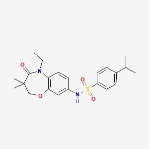 molecular formula C22H28N2O4S B2424232 N-(5-乙基-3,3-二甲基-4-氧代-2,3,4,5-四氢苯并[b][1,4]恶嗪-8-基)-4-异丙基苯磺酰胺 CAS No. 922094-24-4