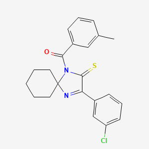 B2424235 3-(3-Chlorophenyl)-1-(3-methylbenzoyl)-1,4-diazaspiro[4.5]dec-3-ene-2-thione CAS No. 1223980-31-1