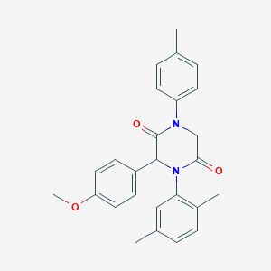 4-(2,5-Dimethylphenyl)-3-(4-methoxyphenyl)-1-(4-methylphenyl)-2,5-piperazinedione