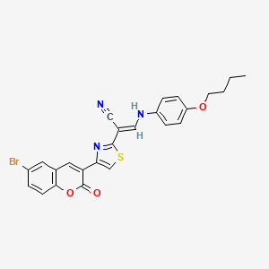 molecular formula C25H20BrN3O3S B2424244 (E)-2-(4-(6-bromo-2-oxo-2H-chromen-3-yl)thiazol-2-yl)-3-((4-butoxyphenyl)amino)acrylonitrile CAS No. 373619-04-6