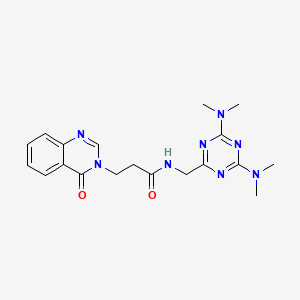 molecular formula C19H24N8O2 B2424250 N-((4,6-bis(dimethylamino)-1,3,5-triazin-2-yl)methyl)-3-(4-oxoquinazolin-3(4H)-yl)propanamide CAS No. 2034356-71-1