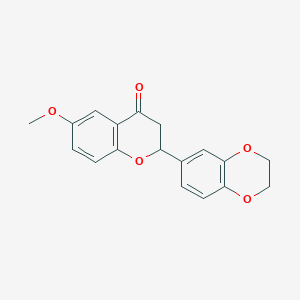 molecular formula C18H16O5 B2424255 2-(2,3-Dihydrobenzo[b][1,4]dioxin-6-yl)-6-methoxychroman-4-one CAS No. 136498-37-8