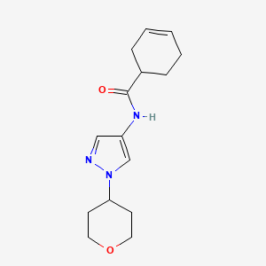 molecular formula C15H21N3O2 B2424258 N-(1-(tetrahydro-2H-pyran-4-yl)-1H-pyrazol-4-yl)cyclohex-3-enecarboxamide CAS No. 1797351-32-6