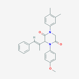 1-(3,4-dimethylphenyl)-4-(4-methoxyphenyl)-3-[(E)-1-methyl-2-phenylethenyl]-2,5-piperazinedione