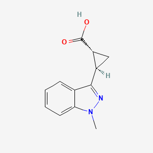molecular formula C12H12N2O2 B2424263 (1R,2R)-2-(1-Methylindazol-3-yl)cyclopropane-1-carboxylic acid CAS No. 2227803-25-8