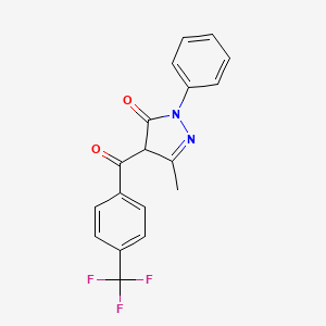 molecular formula C18H13F3N2O2 B2424280 3-甲基-1-苯基-4-(4-(三氟甲基)苯甲酰基)-1H-吡唑-5(4H)-酮 CAS No. 1021062-43-0