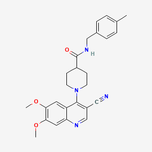 1-(3-cyano-6,7-dimethoxyquinolin-4-yl)-N-[(4-methylphenyl)methyl]piperidine-4-carboxamide