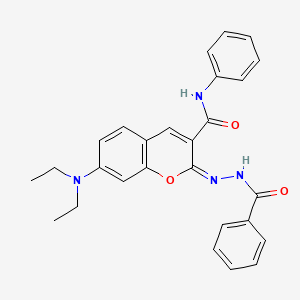 (E)-2-(2-benzoylhydrazono)-7-(diethylamino)-N-phenyl-2H-chromene-3-carboxamide