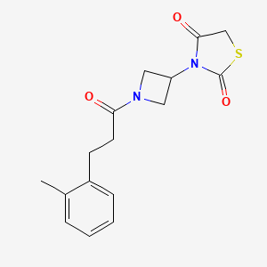 molecular formula C16H18N2O3S B2424312 3-(1-(3-(o-Tolyl)propanoyl)azetidin-3-yl)thiazolidine-2,4-dione CAS No. 1798677-60-7