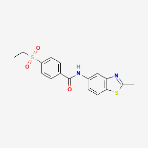 molecular formula C17H16N2O3S2 B2424313 4-(ethylsulfonyl)-N-(2-methylbenzo[d]thiazol-5-yl)benzamide CAS No. 898405-96-4