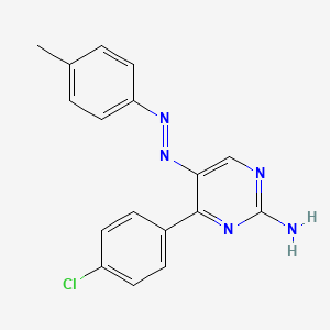 molecular formula C17H14ClN5 B2424322 4-(4-Chlorophenyl)-5-[2-(4-methylphenyl)diazenyl]-2-pyrimidinamine CAS No. 338414-20-3