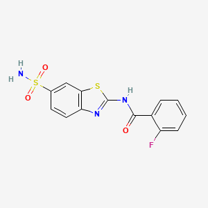 molecular formula C14H10FN3O3S2 B2424323 2-fluoro-N-(6-sulfamoylbenzo[d]thiazol-2-yl)benzamide CAS No. 391218-45-4