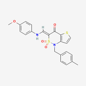 (3Z)-3-{[(4-methoxyphenyl)amino]methylidene}-1-(4-methylbenzyl)-1H-thieno[3,2-c][1,2]thiazin-4(3H)-one 2,2-dioxide