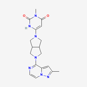 molecular formula C18H21N7O2 B2424327 3-Methyl-6-[5-(2-methylpyrazolo[1,5-a]pyrazin-4-yl)-1,3,3a,4,6,6a-hexahydropyrrolo[3,4-c]pyrrol-2-yl]-1H-pyrimidine-2,4-dione CAS No. 2415524-87-5