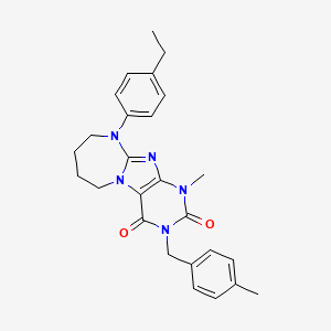 molecular formula C26H29N5O2 B2424333 10-(4-ethylphenyl)-1-methyl-3-(4-methylbenzyl)-7,8,9,10-tetrahydro-1H-[1,3]diazepino[2,1-f]purine-2,4(3H,6H)-dione CAS No. 887197-52-6