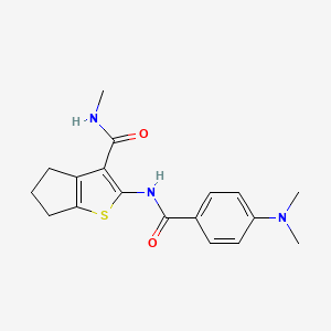molecular formula C18H21N3O2S B2424336 2-(4-(dimethylamino)benzamido)-N-methyl-5,6-dihydro-4H-cyclopenta[b]thiophene-3-carboxamide CAS No. 893099-59-7