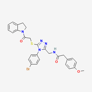 N-((4-(4-bromophenyl)-5-((2-(indolin-1-yl)-2-oxoethyl)thio)-4H-1,2,4-triazol-3-yl)methyl)-2-(4-methoxyphenyl)acetamide