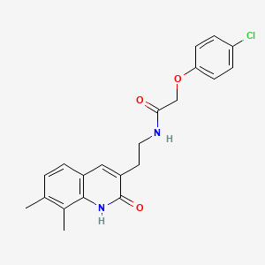 2-(4-chlorophenoxy)-N-[2-(7,8-dimethyl-2-oxo-1H-quinolin-3-yl)ethyl]acetamide
