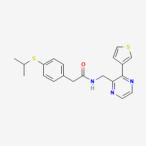 molecular formula C20H21N3OS2 B2424349 2-(4-(isopropylthio)phenyl)-N-((3-(thiophen-3-yl)pyrazin-2-yl)methyl)acetamide CAS No. 2034538-10-6