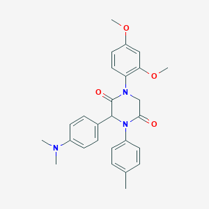 1-(2,4-Dimethoxyphenyl)-3-[4-(dimethylamino)phenyl]-4-(4-methylphenyl)-2,5-piperazinedione