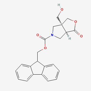 molecular formula C22H21NO5 B2424362 9H-Fluoren-9-ylmethyl (3aR,6aS)-6a-(hydroxymethyl)-3-oxo-1,3a,4,6-tetrahydrofuro[3,4-c]pyrrole-5-carboxylate CAS No. 2408938-54-3