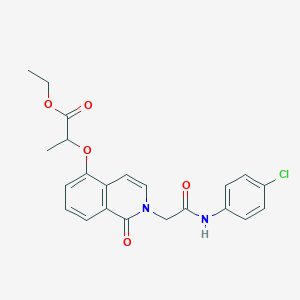 molecular formula C22H21ClN2O5 B2424365 Ethyl 2-[2-[2-(4-chloroanilino)-2-oxoethyl]-1-oxoisoquinolin-5-yl]oxypropanoate CAS No. 868224-51-5