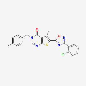 molecular formula C23H17ClN4O2S B2424379 6-(3-(2-chlorophenyl)-1,2,4-oxadiazol-5-yl)-5-methyl-3-(4-methylbenzyl)thieno[2,3-d]pyrimidin-4(3H)-one CAS No. 1326862-20-7
